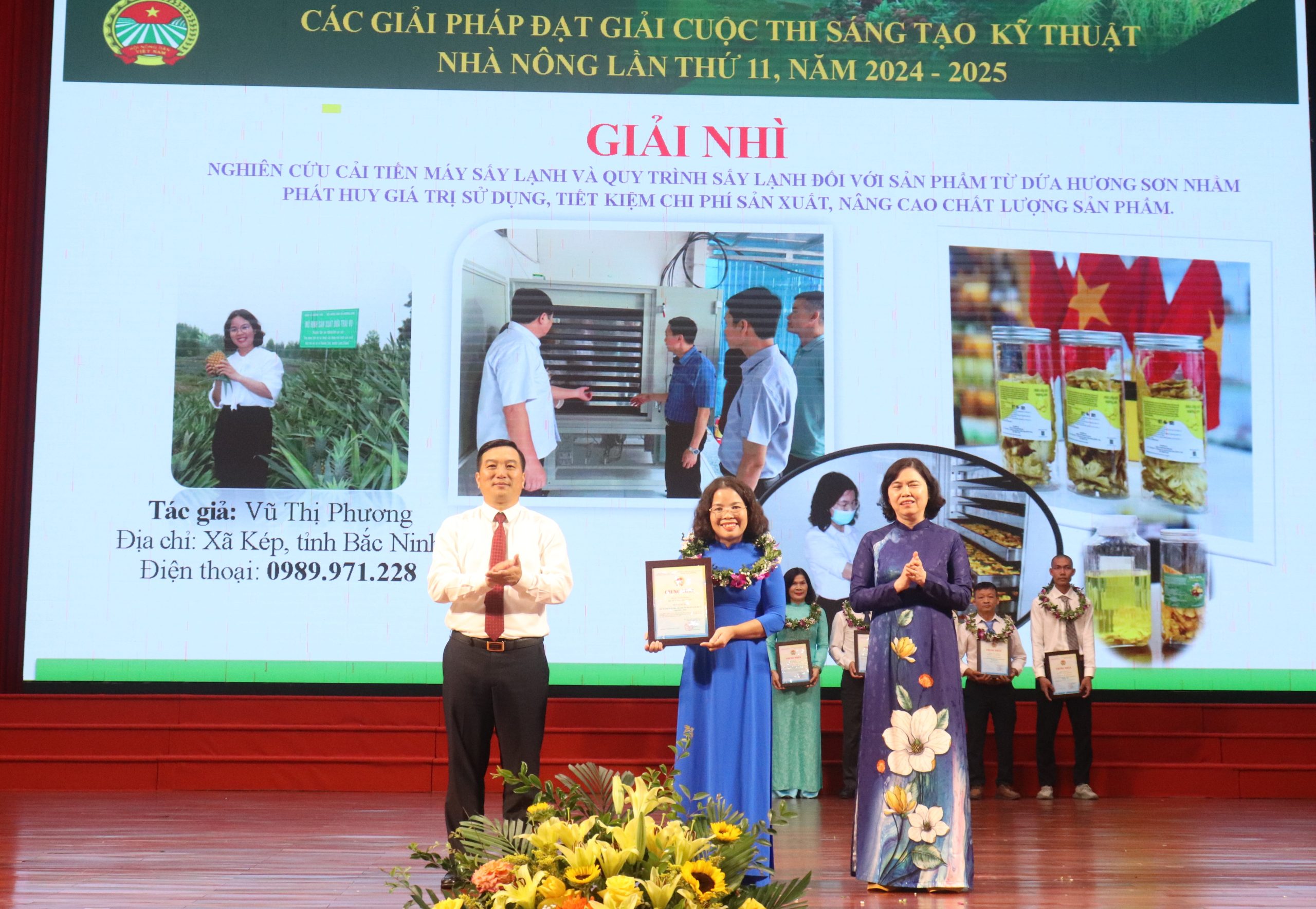Giải pháp cải tiến máy sấy lạnh và quy trình sấy lạnh dứa Hương Sơn đạt Giải Nhì Cuộc thi Sáng tạo kỹ thuật nhà nông tỉnh Bắc Ninh năm 2025